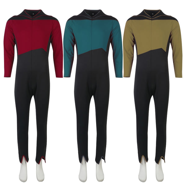 Star The Next Generation Trek Costume JL Picard Red Starfleet Uniforms TNG Gold Jumpsuit ST Halloween Cosplay Costume Men Prop