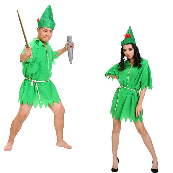 Erwachsene Kinder Peter Pan Cosplay Kostüm Männer Frauen Jungen Halloween Carvinal Party Jungen Big Green Man / Hunter Kostüme C19X51
