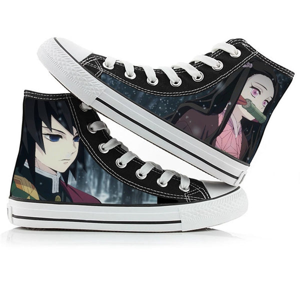 Anime Cartoon Demon cos Slayer Kamado Tanjirou Nezuko Casual Canvas Shoes plimsolls Flats duck shoes Sneakers