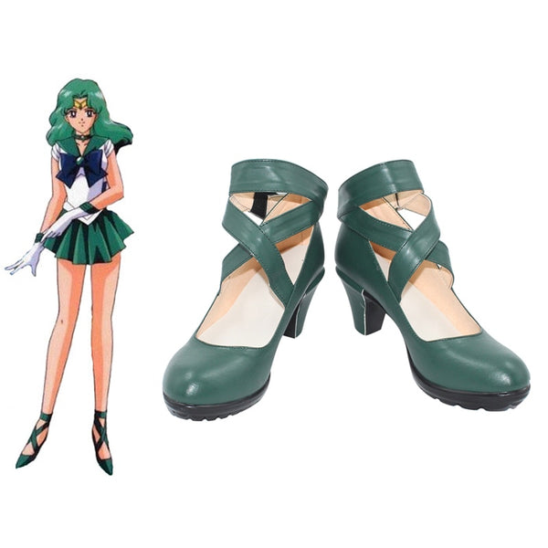 New Anime Sailor Neptune/Kaiou Michiru Cosplay Halloween Party Women Dark Green Shoes Custom Made