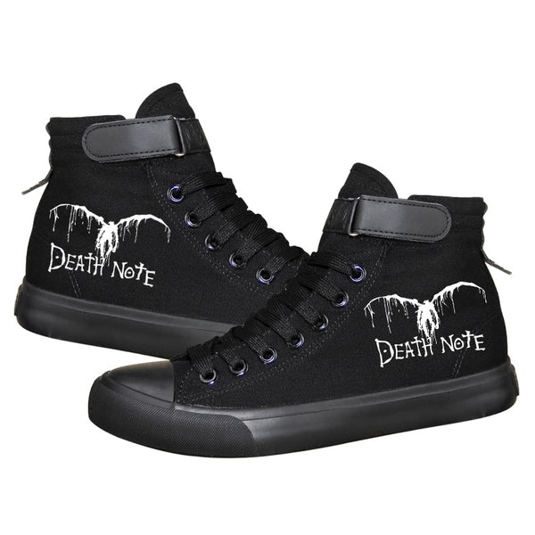 Unisex Anime Death Note Yagami L Light Casual noctilucent Ankle Canvas Shoes Hook Loop Flat plimsolls duck shoes Sneakers