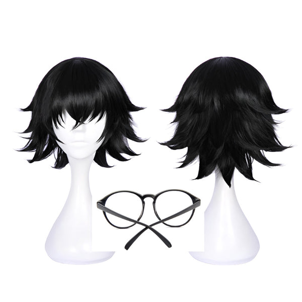 Shizukuku Murasaking Wig Anime X Hunters Short Black Heat Resistant Synthetic Hair Wigs + Wig Cap + Glasses