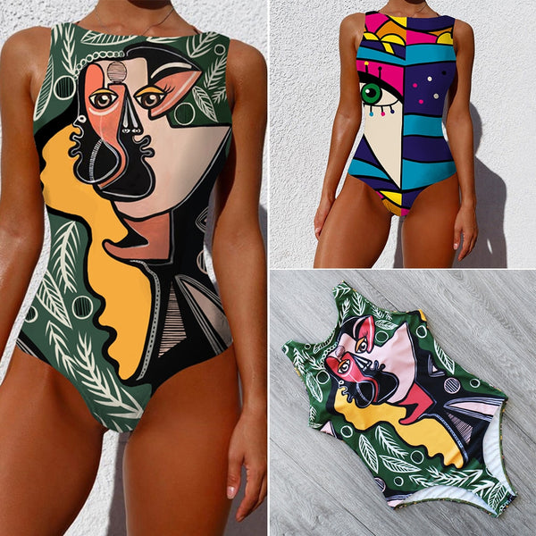 Sexy Print One Piece 2022 Swimsuit Closed Large Size Swimwear Push Up Women Flower Vintage Body Swim Beach Pool Bathing Suit