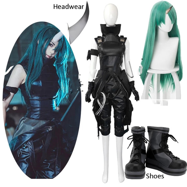 Game Arknightsts Hoshigumama Uniform Cosplay Costume Leather Jumpsuits Suit Horn Boots Halloween Women Girls Cosplay Wig shoes