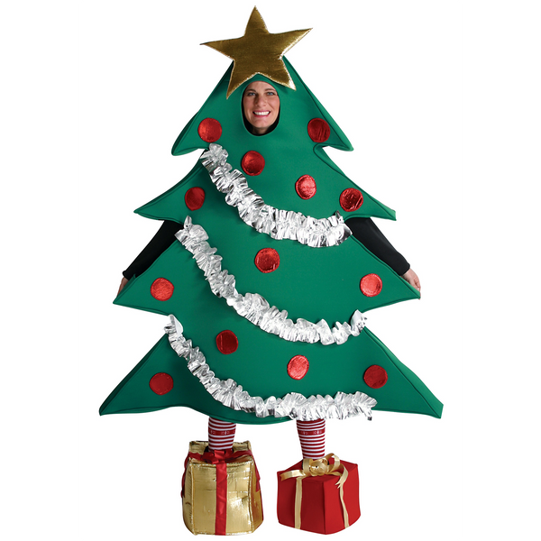 Unisex Christmas Green Cosplay Clothes Sets Funny Tree Shaped Stage Performance Costume+Gift Shaped Shoes Accessories One Size xmas