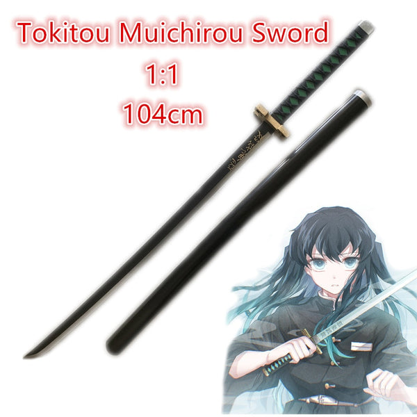 104cm Sword Weapon Demon COS Slayer Tokitou Muichirou Sowrd Cosplay 1:1 Anime Kimetsu no Yaiba Ninja Knife PU Prop Model Gift Decor