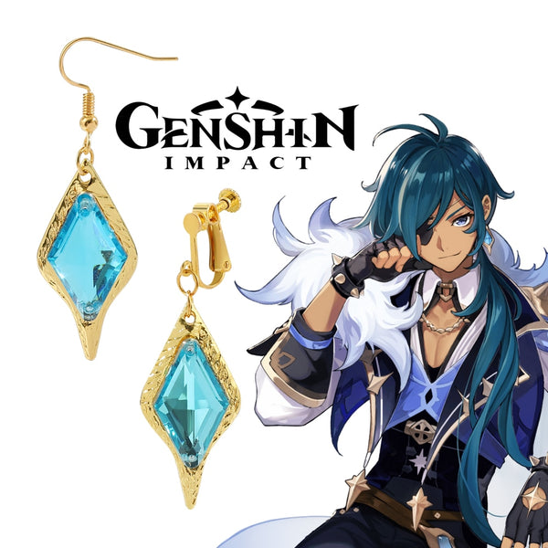 Anime Genshin Impact Earrings Barbatos Venti Tartaglia Kaeya Alberch Qiqi Earrings Women Men Cosplay Ear Clips Accessories Gift