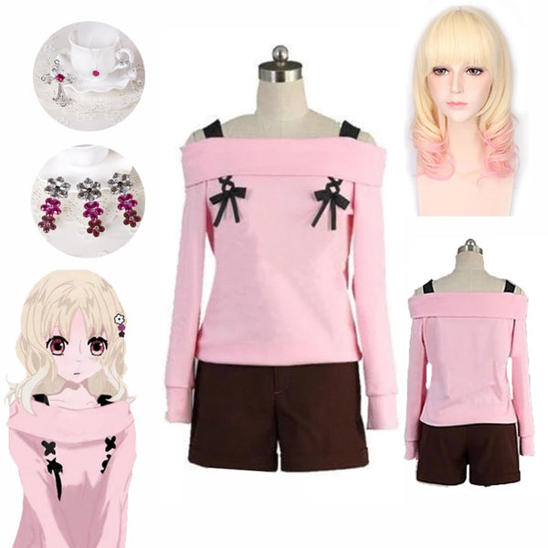 Anime DIABOLIKIK and my LOVERS Komoriri Yuiui Cosplay Costumes Customized Halloween Cosplay Costume Wig Headdress And Necklace For Women Men