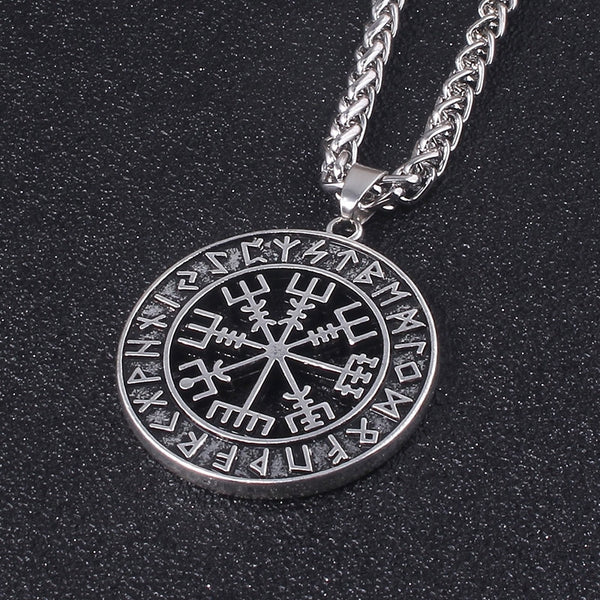 RJ Norse Vikings Odin &#39;s Runes Necklaces Pendants Thor Axe Destiny Wolf Supernatural Moon Pentagram For Men Jewelry Gift