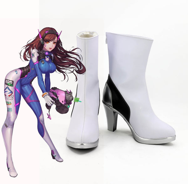 OW D.VA Cosplay Shoes DVA Shoes Boots Cosplay White Shoes For Adult Women Girls
