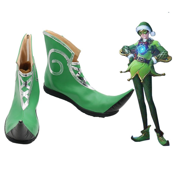 OW Tracer Christmas Elf Cosplay Shoes Boots Halloween Carnival Party Cosplay Costume Accessories
