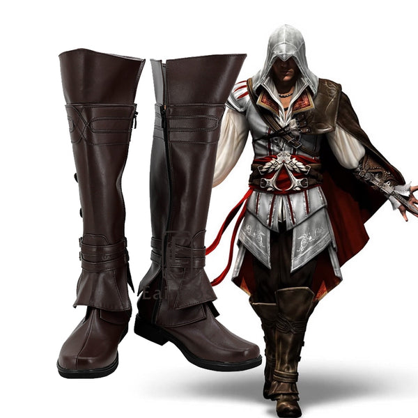 Game Ezio Auditore Cosplay Shoes Brown Boots Custom-made