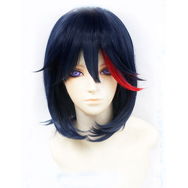 High Quality Anime KILL la KILL Matoi Ryuko Short Blue With Red Heat Resistant Hair Cosplay Wig + Track + Wig Cap