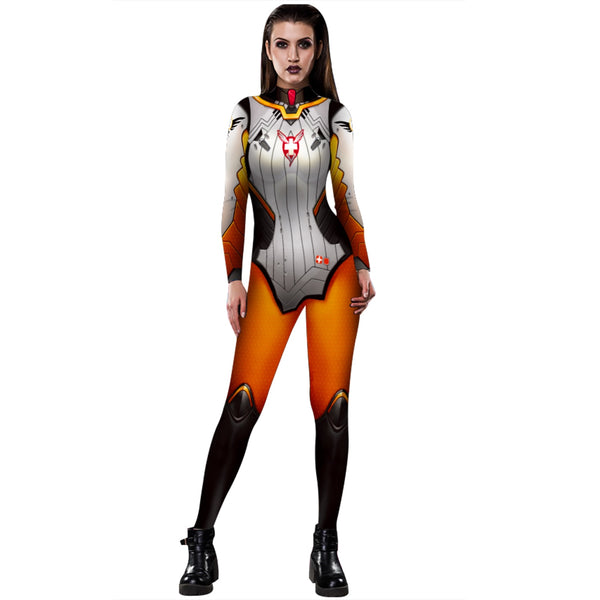 Women Cosplay Costume Anime Game Printed Jumpsuits Black Lilyly D.VAva OWs Superhro Bodysuit Fashion Female Party Costume