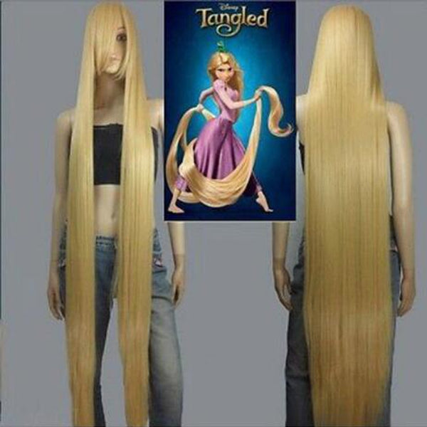 Movie Rapunzel 150cm Golden Straight Long Cosplay Wigs +Wig Cap