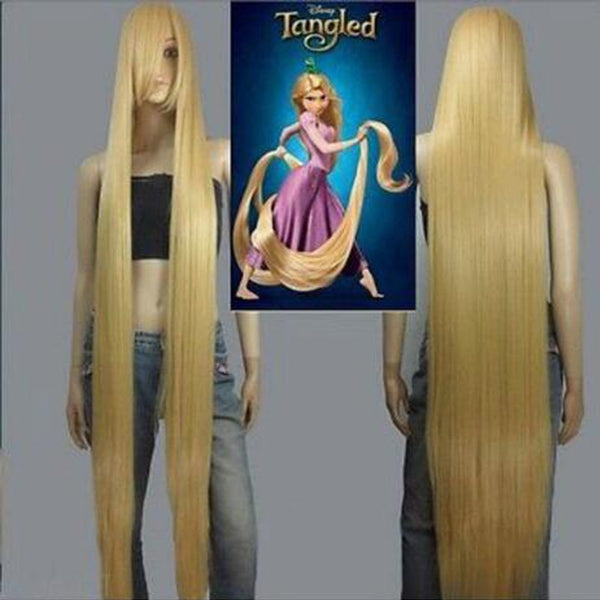 Movie Rapunzelel 150cm Golden Straight Long Cosplay Wigs +Wig Cap