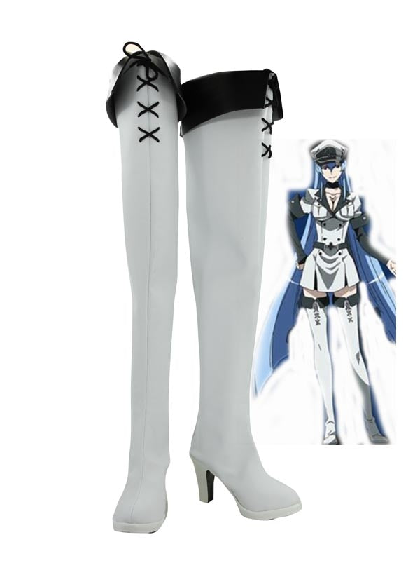 Akame Ga Kill! General Esdeath White Cosplay Boots Shoes Women High Heel Shoes Cosplay Party Shoes Custom Made Boots