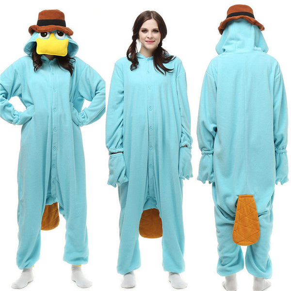 Adult Onesies Kigurumi Pajamas Animal Cosplay Costumes Sleepwear platypus S-XL Perry the Platypus