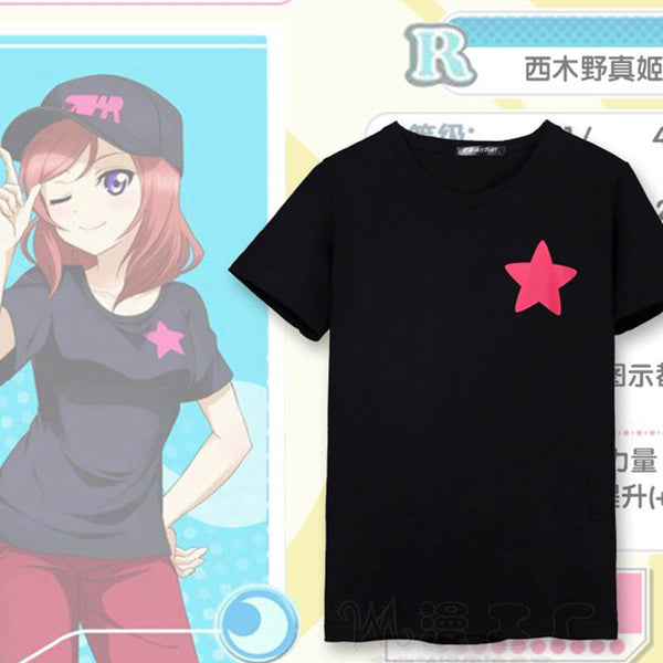 Anime Love Live Cosplay T-shirt Maki Nishikino  T shirt Summer Cotton Short-sleeve Men women Tees tops