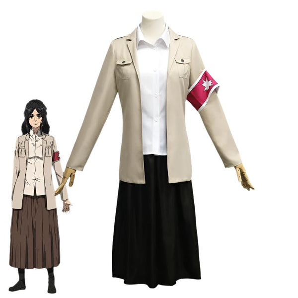 Finals Season 4 Anime Attack a On Titanan Pieckck a Finger Cosplay Costume Wig Cart Titanan Shingekiki Kyojinin Trench Skirt Shirt Halloween