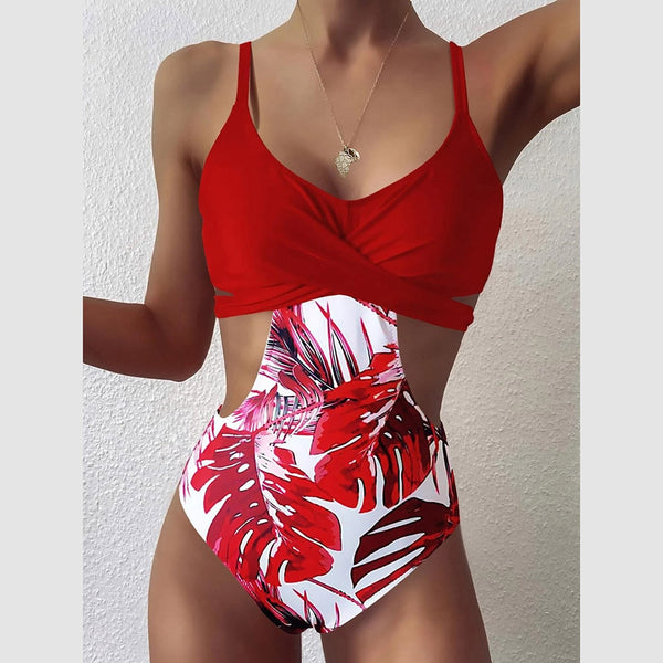 One Piece Swimwear Women 2021 Monokini Swimsuit Printed Bathing Suit Padded Beachwear Swimming Summer Backless
