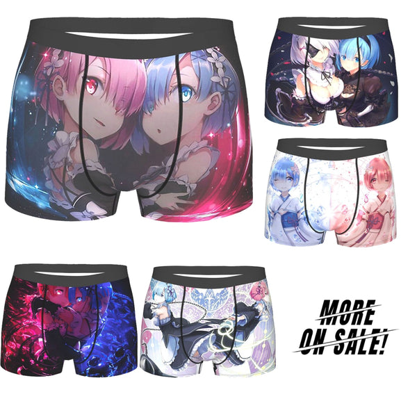 Ram And Rem Re zero Subaru Natsuki Anime Underpants Breathbale Panties Men&#39;s Underwear Ventilate Shorts Boxer Briefs