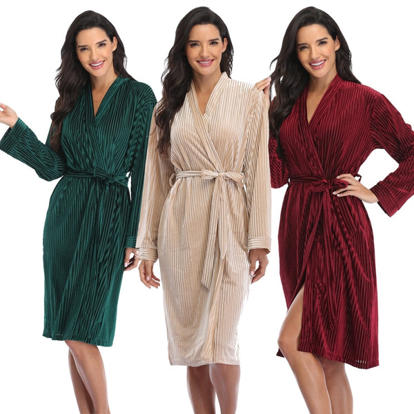 Spring Autumn Robes Night Wear Women Solid Long Sleeve Casual Kimono Bathrobe With Lace Up Female Home Dressing Gown