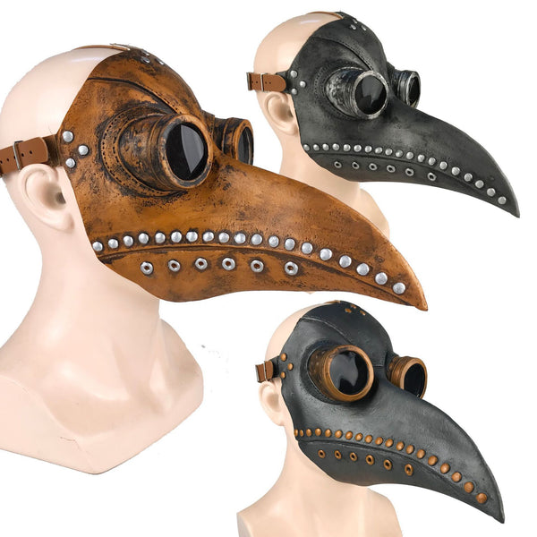 Funny Latex Steampunk Plague Doctor Bird Mask Cosplay Long Nose Halloween Masquerade Costume Props
