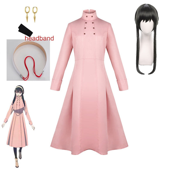 Anime Spy my Family Yoror Forgerer Cosplay Costumes Pink Dress Long Wig Earrings Headwear Stockings Yoror Briarar Daily Outfit Women Girl