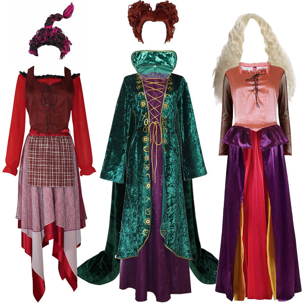 Hocus Cosplay Pocus 2 Halloween Adults Cosplay Costume Winter Carnival Girls Masquerade Party Vampire Witch Winifred Dress Up for Women