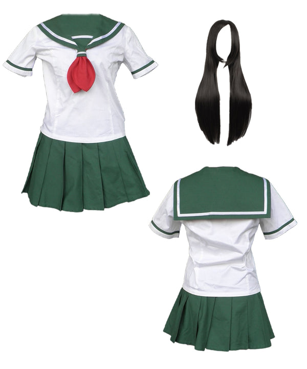 Adult Anime Higurashi Kagome Cosplay White Short Sleeve Uniform Women's Dress Halloween Costumes