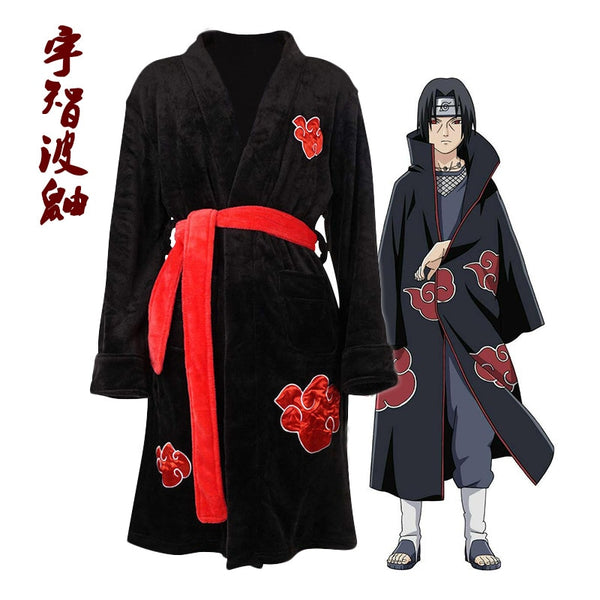 Anime Akatsuki Robe Cosplay Bathrobe Fleece Warm Nightgown Robe Men Winter Coat Sleepwear Christmas Gift