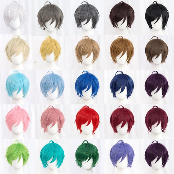 Fashion Cheap Short Cosplay Wig Multi Colors Straight Peluca Synthetic Anime Hair Cosplay Heat Resistant Party Wigs