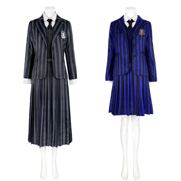 Wednesdays Cosplay Costumes Schoolgirl School Uniforms Suit Wig Never a more a College School Uniforms Suit Halloween Party Uniform