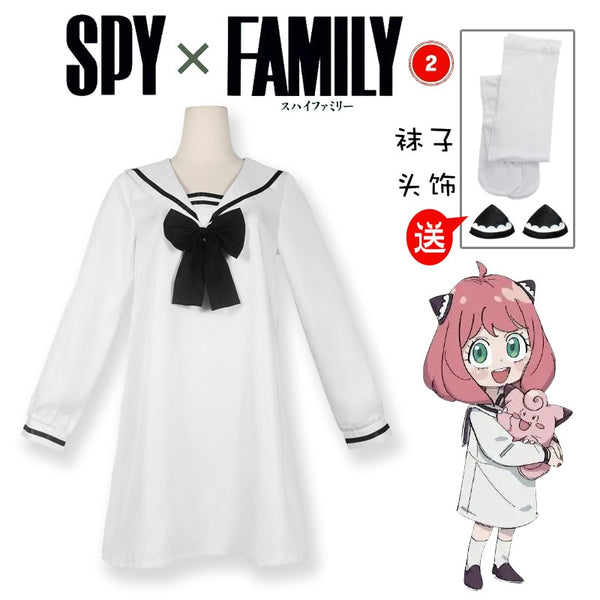 Anya Forger Weißes Kleid Cosplay Kostüm Anime Spy X Familie Frau Mädchen Eden College Schuluniform Anzug