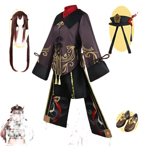 Genshins and Impacts Hutaotao Cosplay Costume Shoes Uniform Wig Chinese Style Halloween Costumes for Women Game