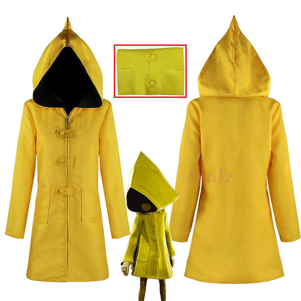 Halloween Cosplay Costume Anime Little Nightmare Cosplay Kid Six Cosplay Performance Costume Yellow Hooded Jacket Raincoat