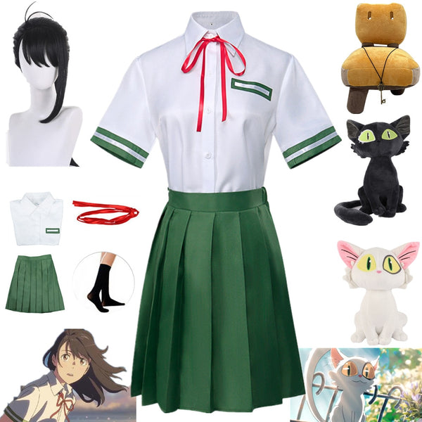 Suzumeme Cos No Tojimariri Iwadodo Cosplay Costume Shirt Skirt Green Uniform Dress Suits Anime Halloween Carnival Party clothes