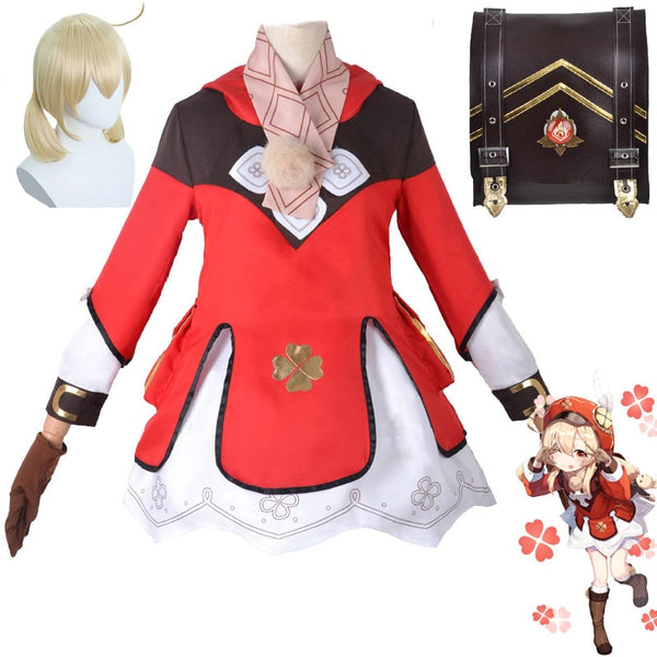 Game Genshin Impact Cosplay Klee Одежда Costume Wig Шапка Party Loli Dress Outfit Uniform Halloween Carnival Girls Game Sets