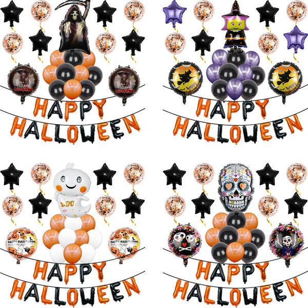 Halloween Pumpkin Ghost Balloons Halloween Decorations Witch Foil Balloons Set Inflatable Toys Specter Halloween Party Supplies