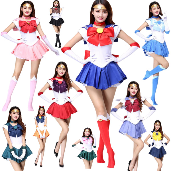Anime Sailor Cosplay Moon Crystal Dress outfits Costume Halloween Party Kid Child Adult Women Plus Size