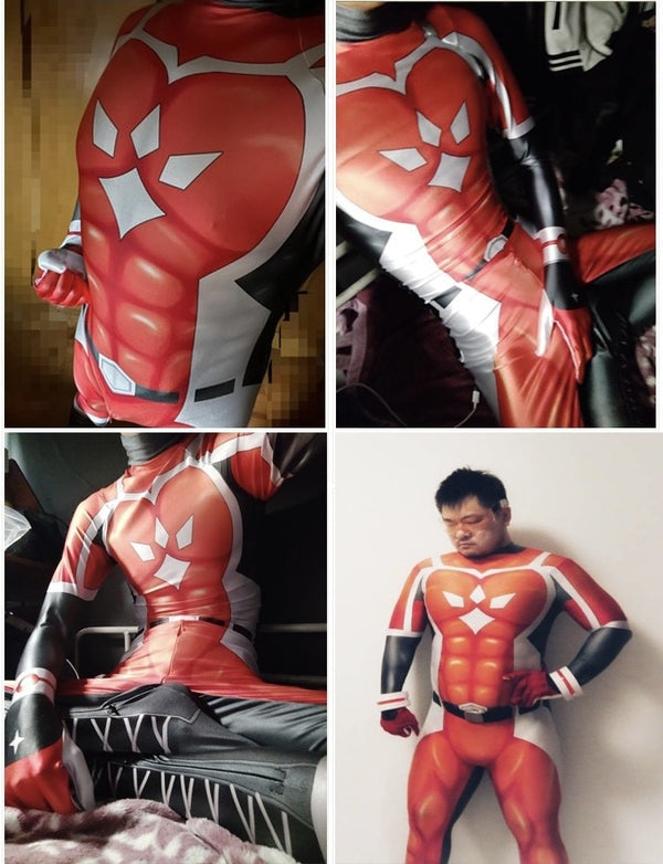 Halloween Live and A Hero Cosplay Costume Zentai Red Strong Suit Superhero Bodysuit Adults Kids Jumpsuits