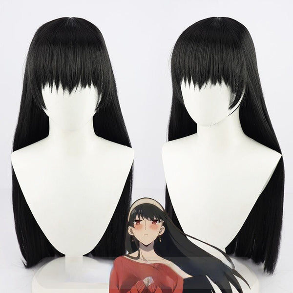 Spy X Anime Family Yor Forger Cosplay Wig Yor Forger Black long 80cm straight Resistant Women Halloween Wigs