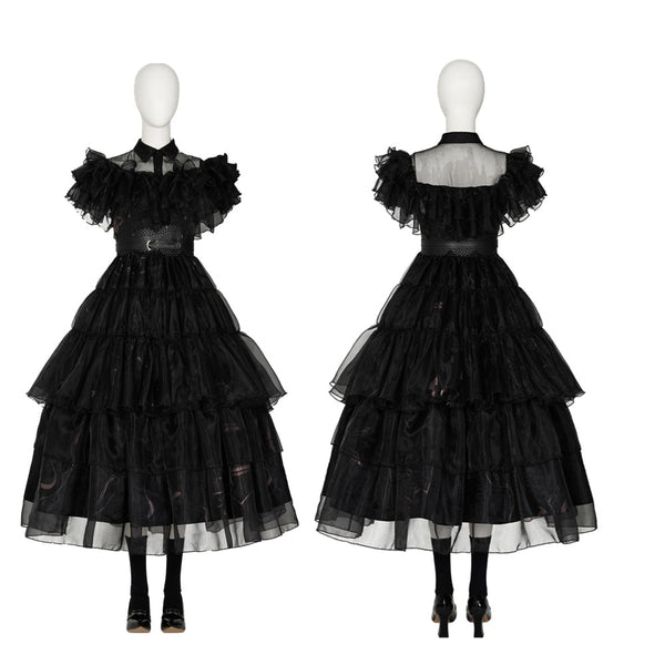 Black Woman Wednesday Dress Cosplay Costume One Piece Halloween Christmas Party Ball Dress Wednesday Black Addamsms Fancy Dress