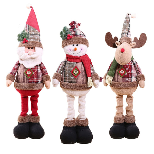 Christmas Reindeer Snowman Santa Claus Standing Doll Decoration New Year 2023 Ornament Merry Christma Dolls Tree Decor Navidad