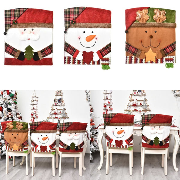 Merry Christmas Santa Claus Snowman Chair Cover 2022 Christmas Decorations for Home Ornament Happy New Year Christmas Decor 2023