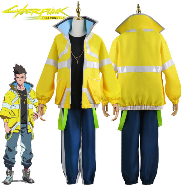 David Martinez Anime Cyberpunk Edgerunners Costume Cosplay Halloween Cosplay Yellow Jacket Hoodie Zipper Punk Adult Coat