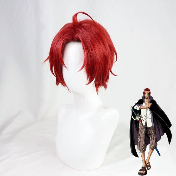 Shanksks Cosplay Wig Anime Cospaly Man Short Red Heat Resistant Syntheti Hair Halloween Party Wigs Cap