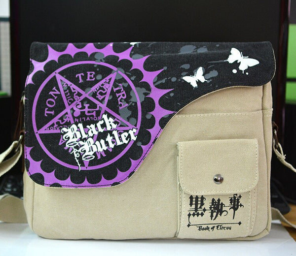 Anime Black Butler Messenger Bags Sebastian Michaelis Canvas Schoolbags Shoulder Bag Boy Girl Gifts