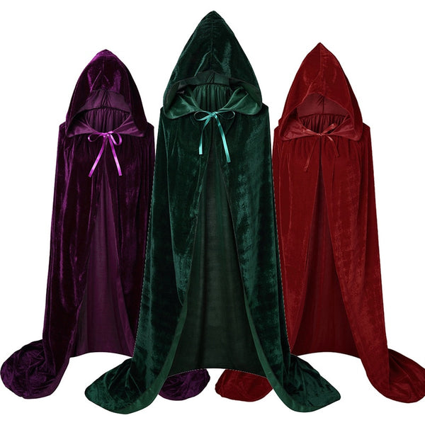 Movie Hocus Cosplay Pocus Witch Cloak Hooded Mary Sarah Winifred Sanderson Sisters Cosplay Costume Halloween Adult Kids Long Party Cape